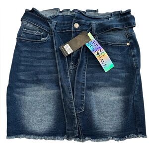 🌸. Dark Blue Denim Mini Skirt